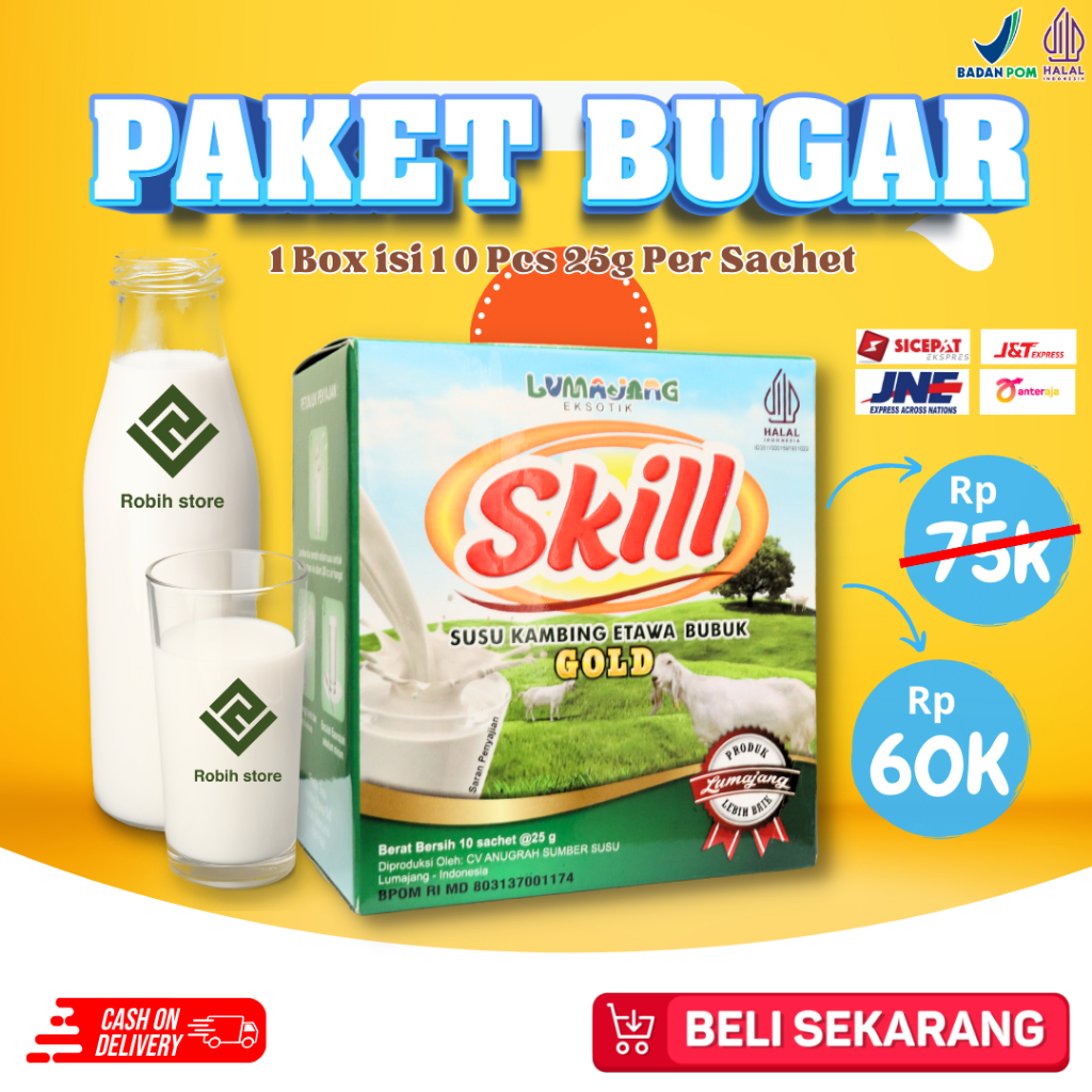 

PAKET BUGAR SUSU SKILL - Susu Kambing Etawa Skill Original 250 Gram Bukan Etawalin