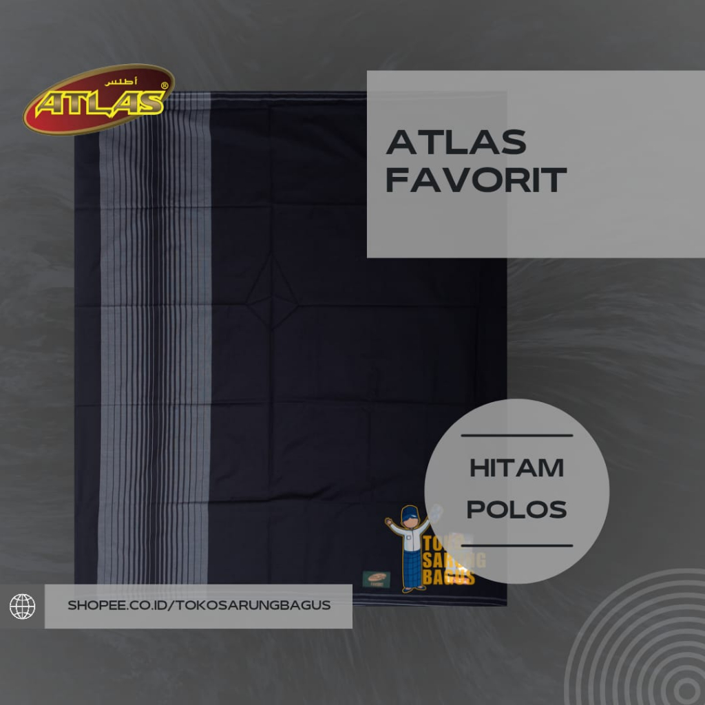 Sarung Atlas Favorit 500 Warna Hitam Polos
