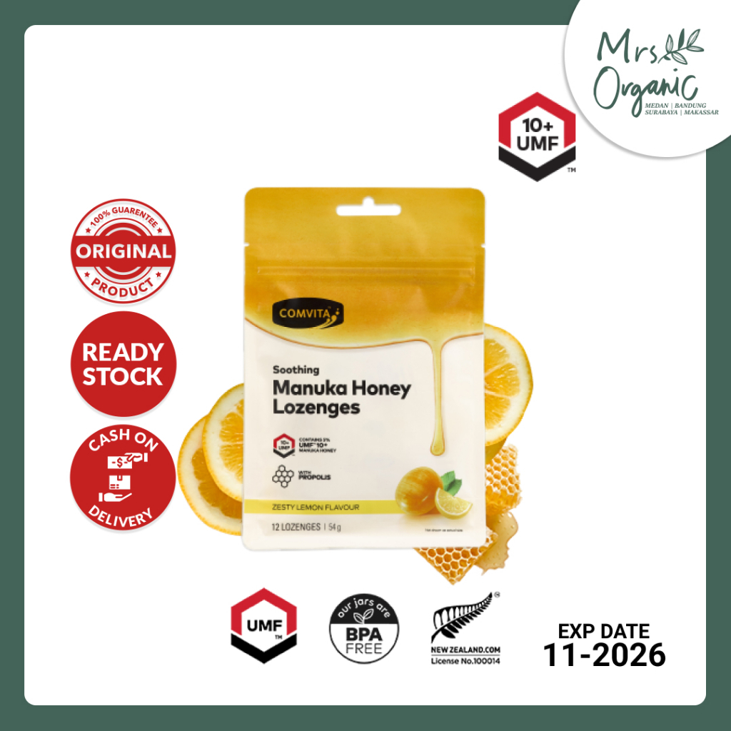 

Permen Comvita Manuka Honey Lozenges Lemon & Honey with Propolis 12pcs