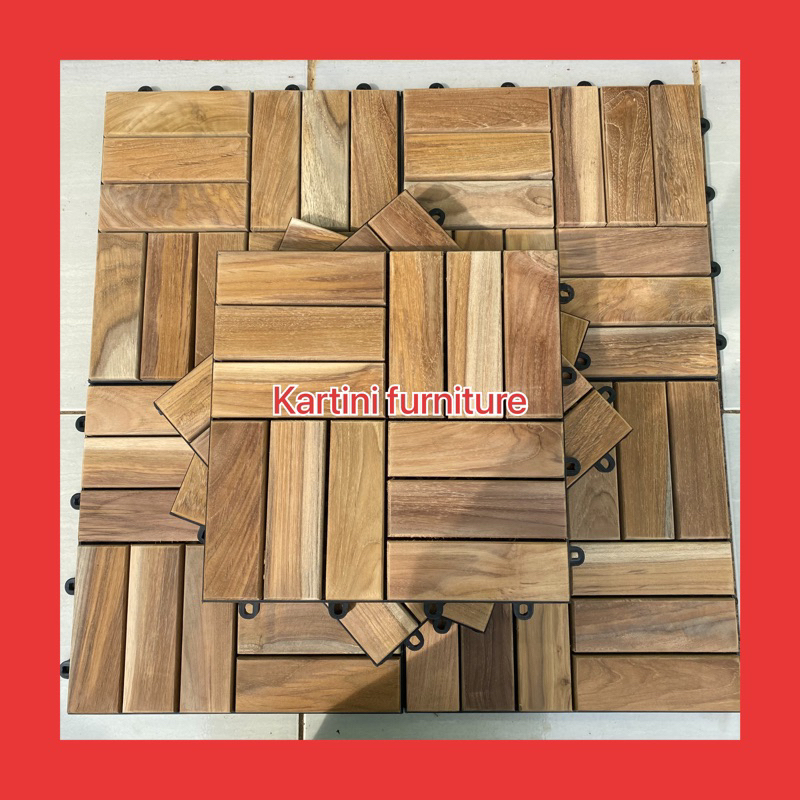 LANTAI KAYU JATI OUTDOOR Decking tile kayu / lantai kayu / ubin kayu termurah
