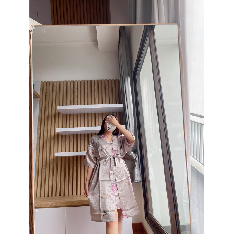 DASTER KIMONO SEXY 2IN1 / DRESS SATIN SATU TALI 0/LINGERIE SET PREIUM 3 SIZE BANYAK MOTIF (C0D)