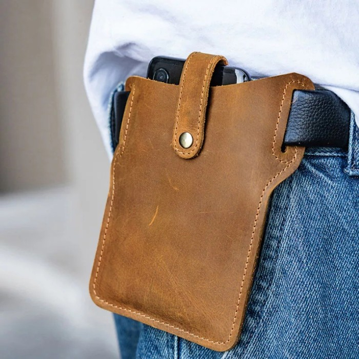 Tas Pinggang Sarung Hp Kulit Asli Pria - Dompet Hp Kulit Pria Pinggang