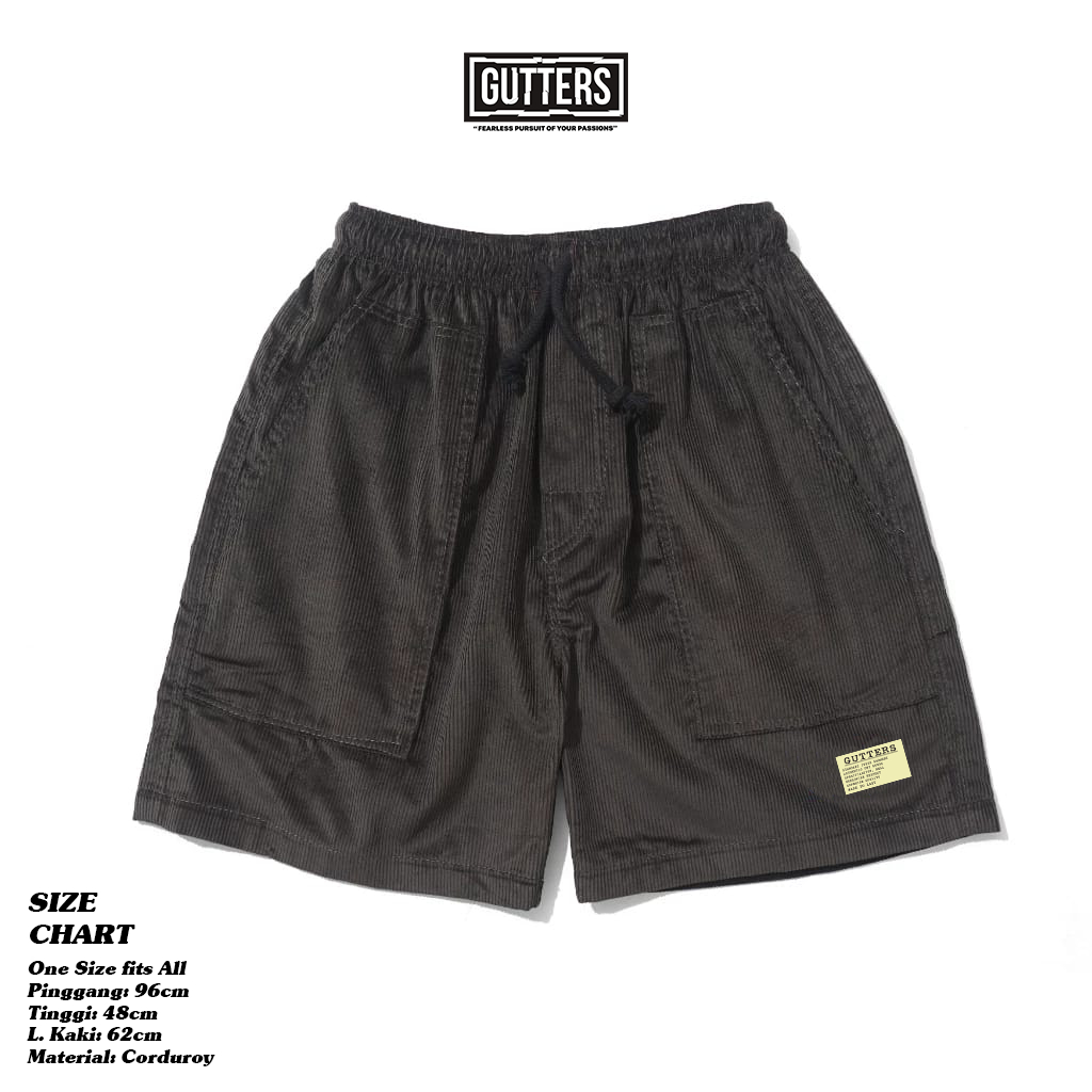 GUTTERS SHORT PANTS CORDUROY DARK GREY - CELANA PENDEK PRIA