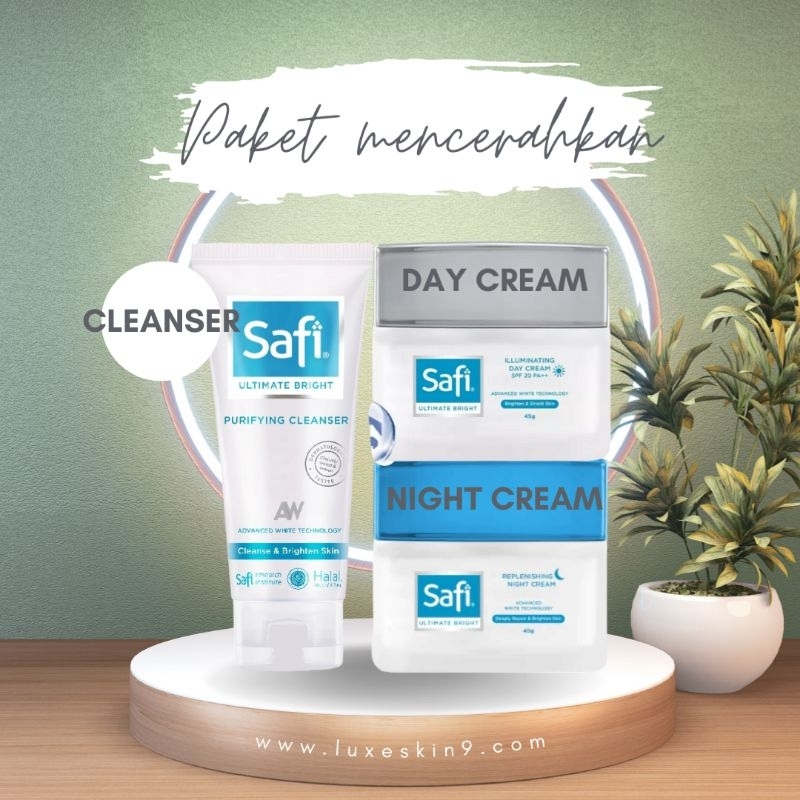 Paket Safi Ultimate Bright Purifying Cleanser+Ultimate Bright Illuminating Day Cream+Ultimate Bright