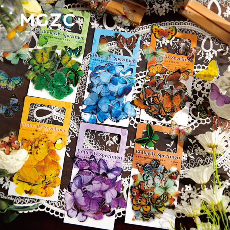 

Lily 45 Pcs Sticker PET Transparant Butterfly Specimen Bujo Scrapbook Kraft Journal Jurnal Kupu-kupu Stiker