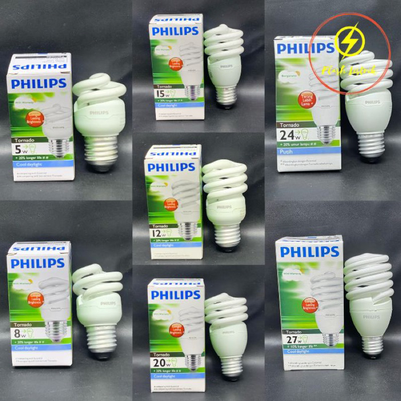 [Philips] Lampu Tornado Philips 5w 8w 12w 15w 20w 24w 27w Tornado Spilar Philips