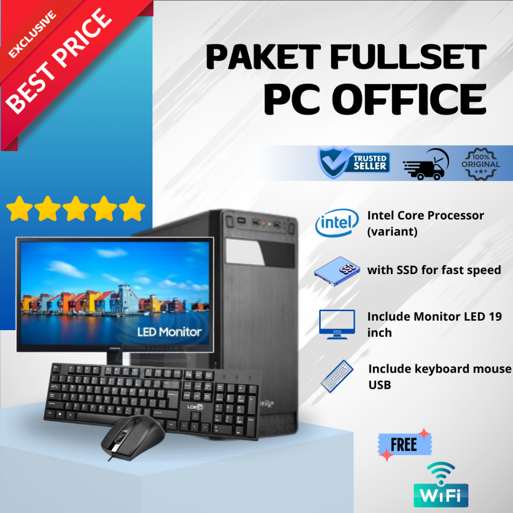PC Rakitan Kantor Fullset Core i5 8GB SSD New | PC Kantor | PC Admin