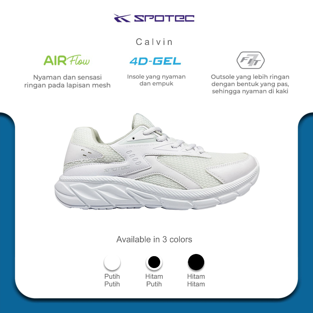 SPOTEC Sepatu STUDENT Artikel CALVIN-putih/putih | Original Spotec