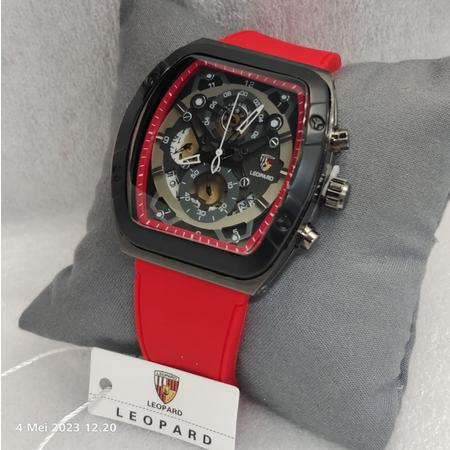 Best Seller  Jam Tangan Pria Sport Leopard-8802 Tali Rubber Body Segi Chrono Tanggal Aktif