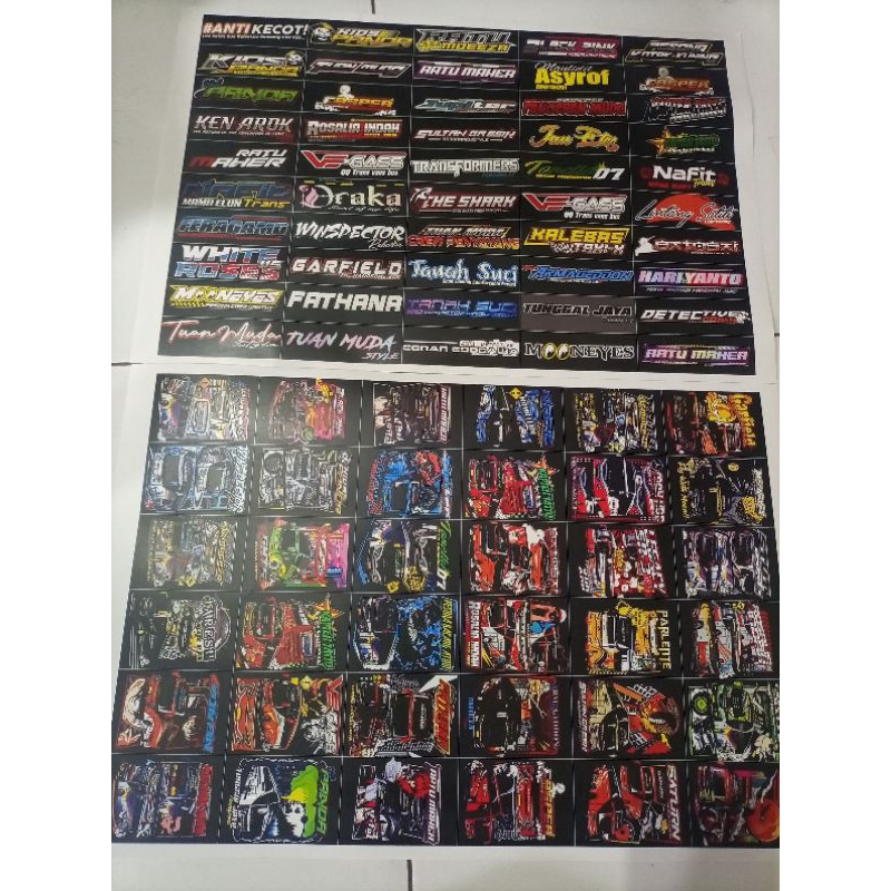 

2 lembar sticker bus basuri dan sticker logo, 1 lembar sticker bus basuri isi 36 kotak, 1 lembar sticker logo isi 50 kotak