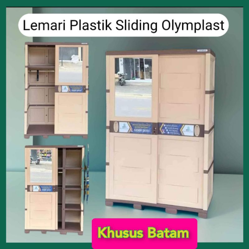 OLYMPLAST LEMARI PAKAIAN PLASTIK PINTU SLIDING/LEMARI BAJU OLYMPLAST OTC MODERN SLIDING [KHUSUS BATA