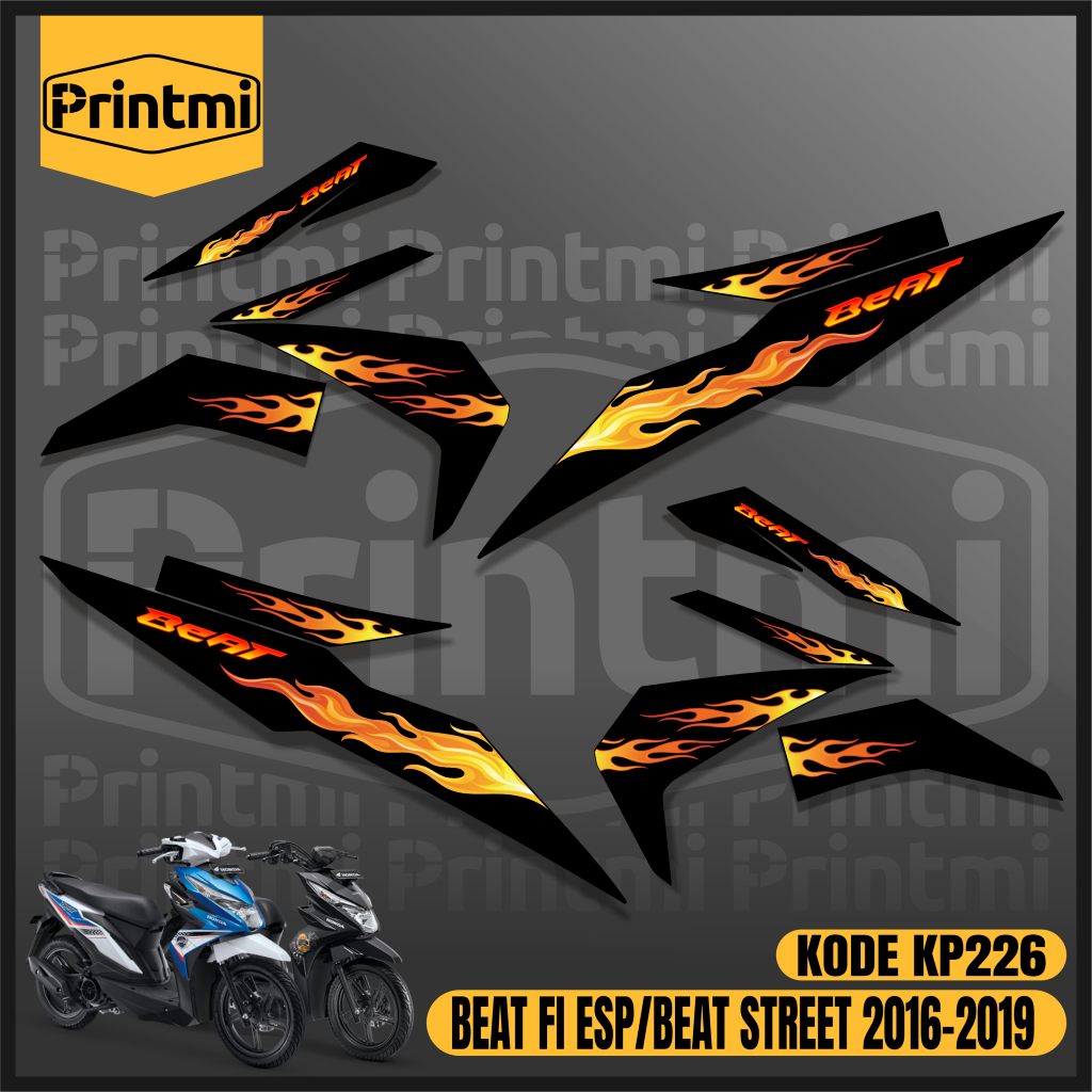 Printmi Stiker Striping Motor Beat Esp FI Eco Street 2016 2017 2018 2019 Api Variasi Racing Honda Mo