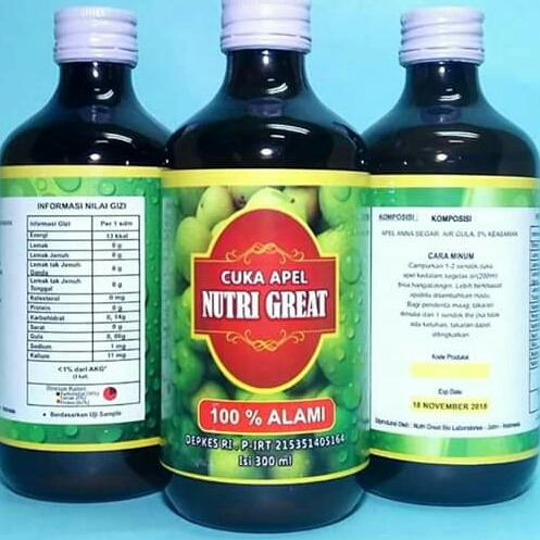 

Cuka Apel NUTRI GREAT 100% Alami / Nutri Great 300ml Kemasan Terbaru