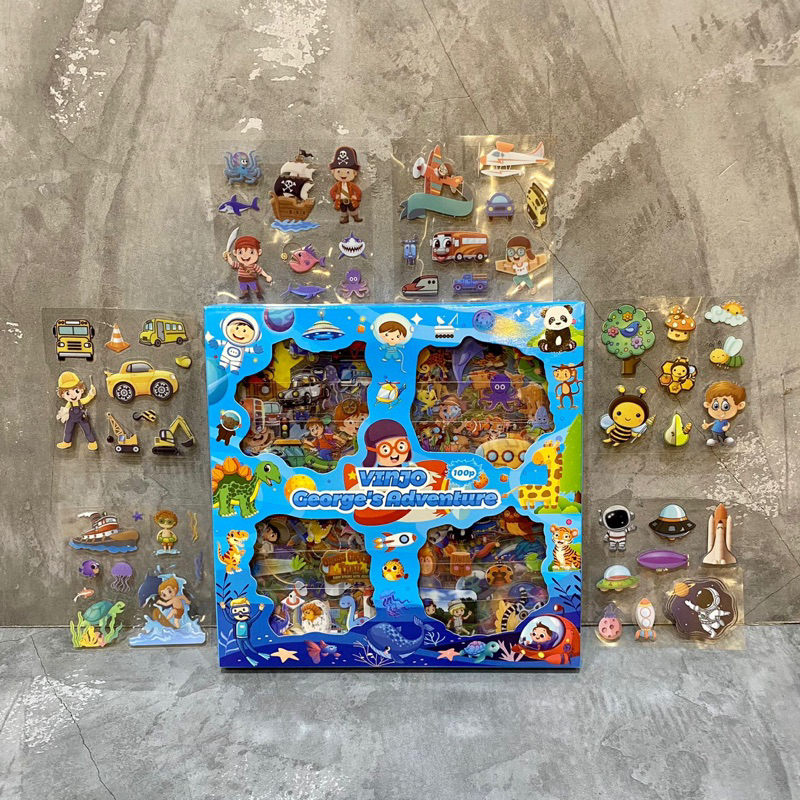 

( KKM ) VINJOO GEORGE'S ADVENTURE AESTHETIC STICKER / STICKERS BOX ANAK LAKI LAKI COWOK 1 BOX ISI 100 LEMBAR
