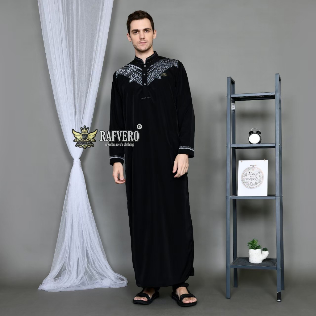 Jubah Pria Al Khairy- Jubah Pria Bordir - Gamis Pria Lengan Panjang