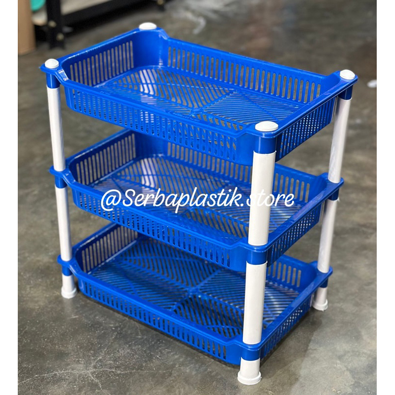 rak bumbu segi besar / rak dapur cabe serbaguna / rak aksesoris / rak susun 3 plastik warna