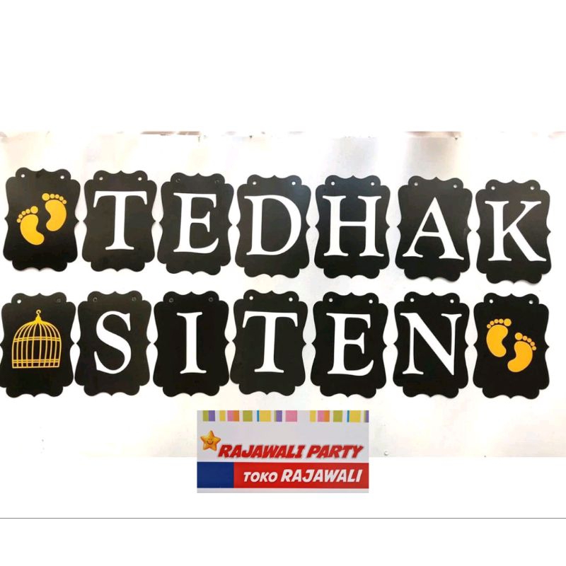Rangkaian Tulisan Tedhak Siten/Banner Tedhak Siten Hitam/Bunting Flag Turun Tanah Dekorasi baby Raja
