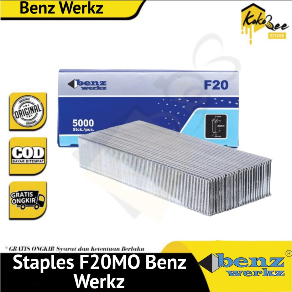 

Industrial Staples F20MO - Isi staples tembak angin - Paku mabel Benz werkz dan Isi stapler F20MO staples tembak angin paku mabel isi 5000 pcs kodenki Isi stapler F20MO kodenki staples tembak angin 5000 pcs isi staples