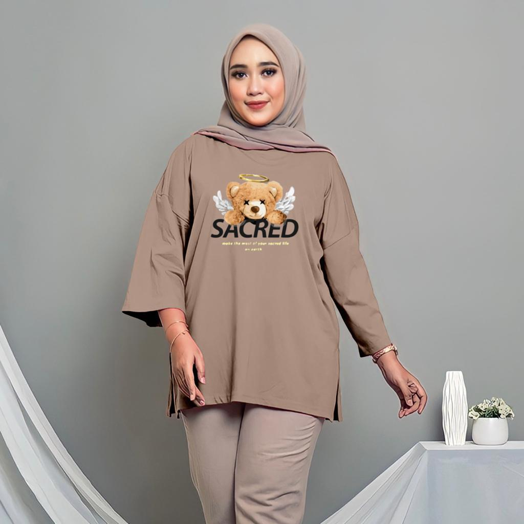 kaos wanita oversize bermotif jumbo ld 120 cm - ld 140 cm/kaos layla