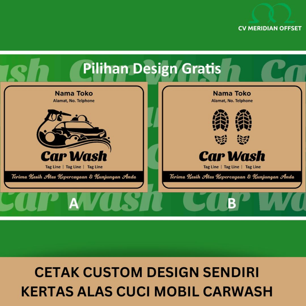 

Cetak kertas alas cuci mobil carwash custom design ukuran 40x45 samson 80gsm