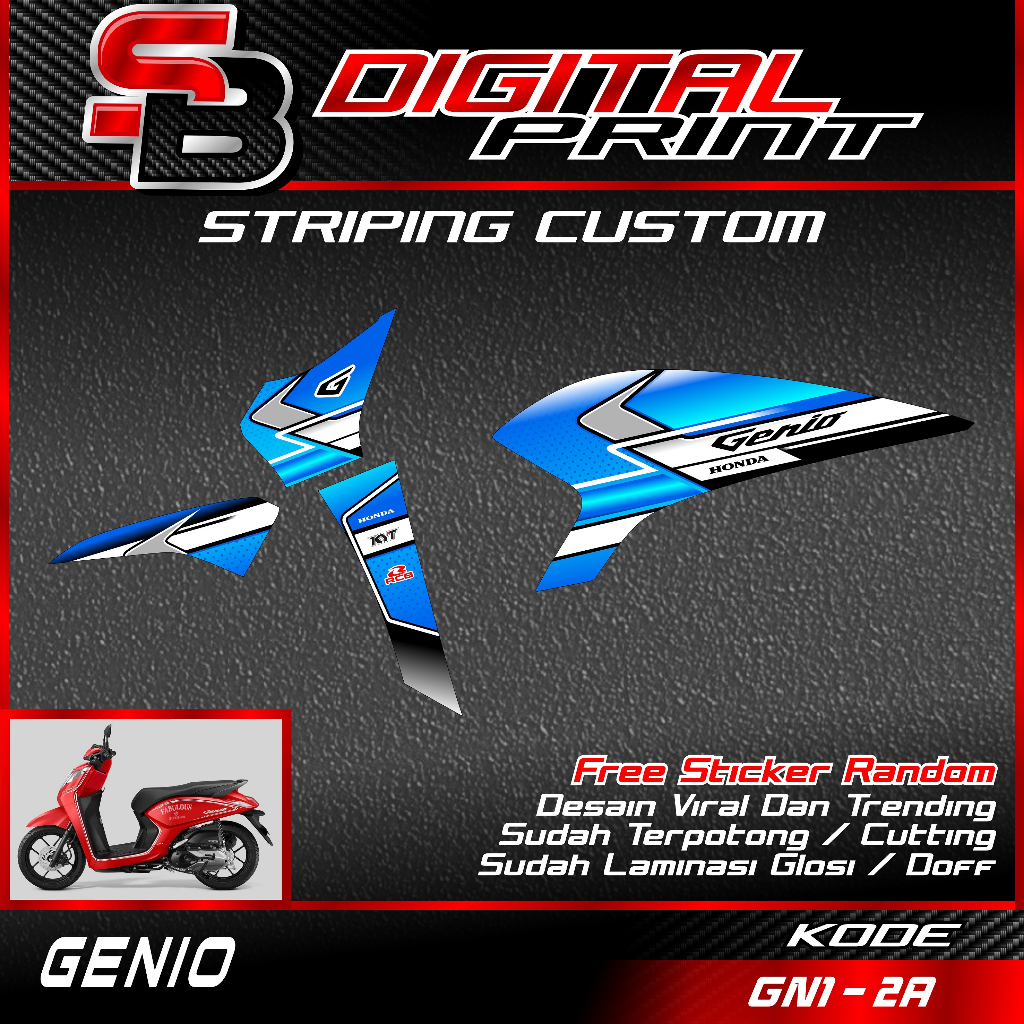 striping custom genio - sticker variasi motor genio tema racing / grafis bikin motor lebih ganteng