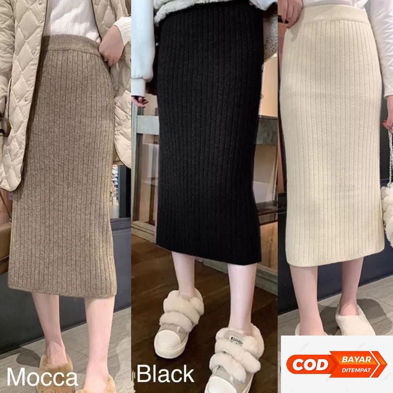 ROK SPAN RAJUT 7/8 ROK KERJA RAJUT