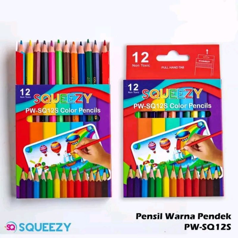 

Pencil Warna Pendek Isi 12pcs/Pensil warna Merk Squeezy/pencil warna/alat mewarnai