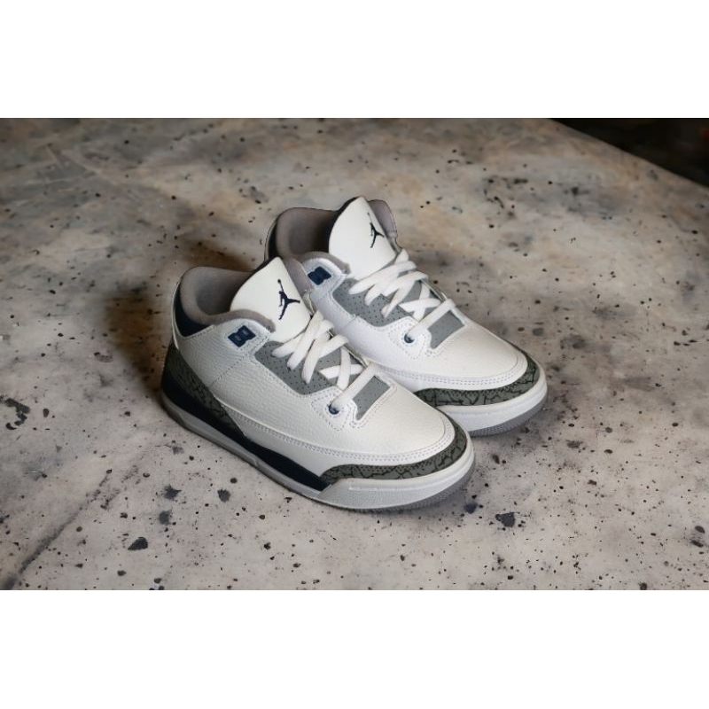 SEPATU ANAK ORIGINAL NIKE AIR JORDAN RETRO 3 WHITE NAVY GREY
