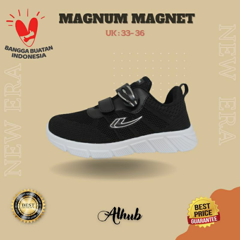 Sepatu New Era Magnum Magnet Hitam Putih Sepatu Sekolah New Era/ Sepatu Anak