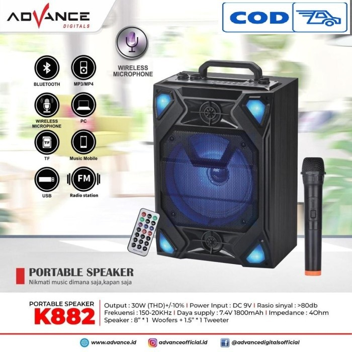 Advance Speaker K882 Speaker Meeting Karaoke Bluetooth free 1 Mic Wireless