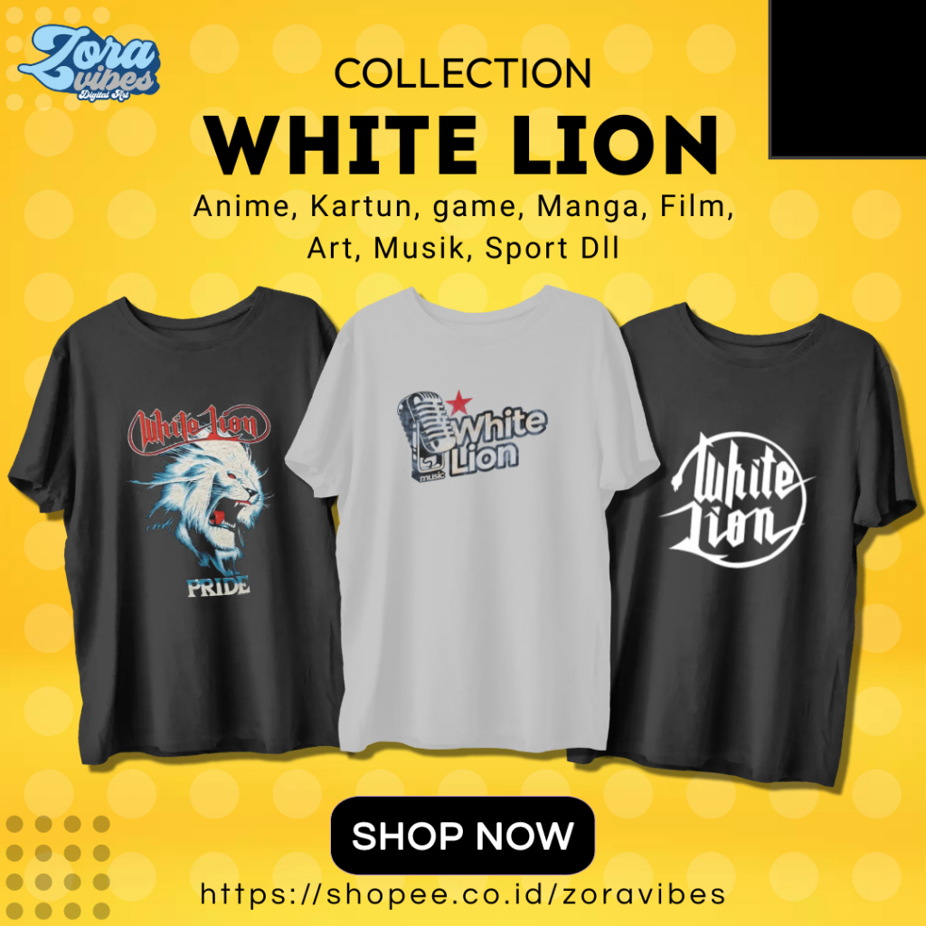 KAOS BAJU BAND WHITE LION MUSIK ROCK