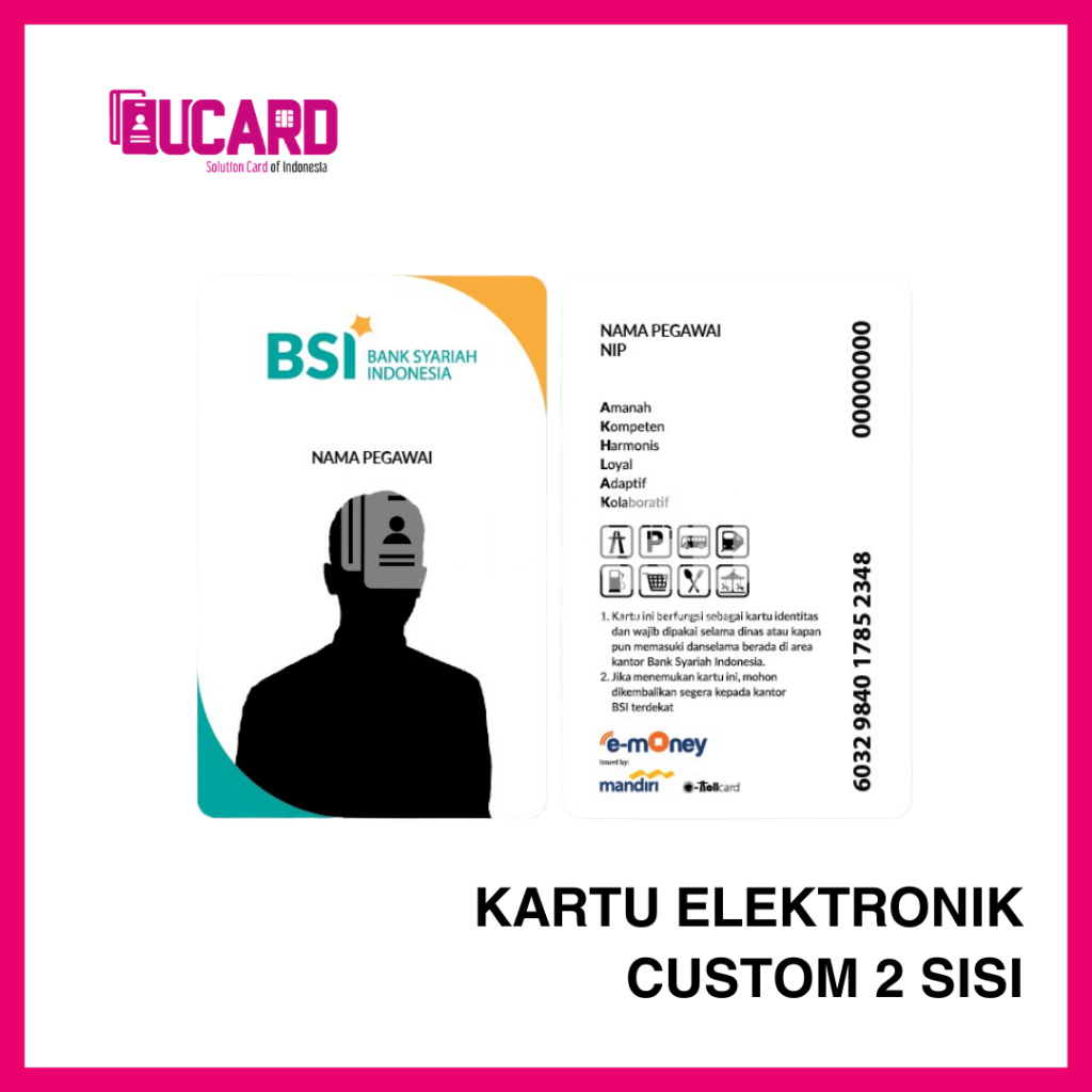 

CETAK KARTU EMONEY / FLAZZ / BRIZZI / TAPCASH CUSTOM ID CARD SOUVENIR - CETAK 2 SISI