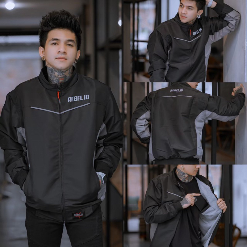 Jaket Pria Original Parasut Taslan Waterproof Tahan Air Racing Jacket Motor Pria