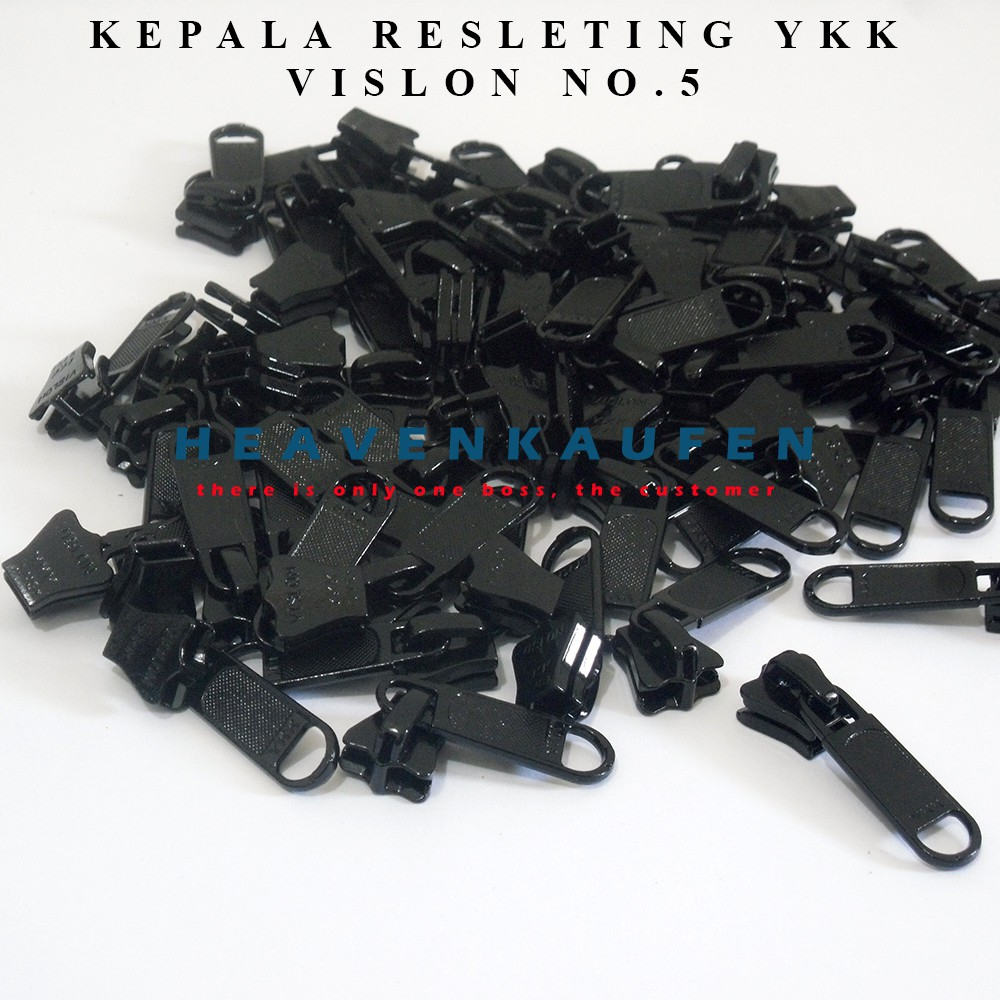 Kepala Resleting YKK vislon no 5 hitam zipper head Gigi Jagung besar rit ritsleting retsleting sleti