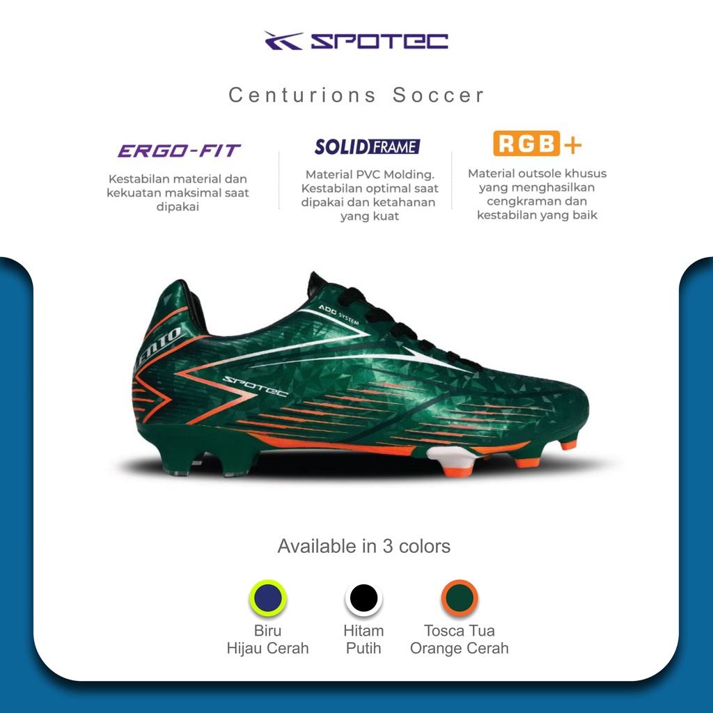 SPOTEC Sepatu SEPAKBOLA Artikel CENTURIONS SOCCER - TOSCA TUA/ORANGE CERAH | Original Spotec