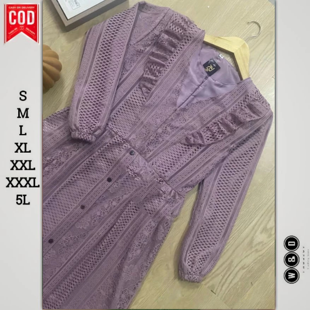 Bella Maxi Dress Baju Gamis Brukat Terbaru Wanita Muslim Syari Dewasa Polos Jumbo Ld 120 130 140 Bah