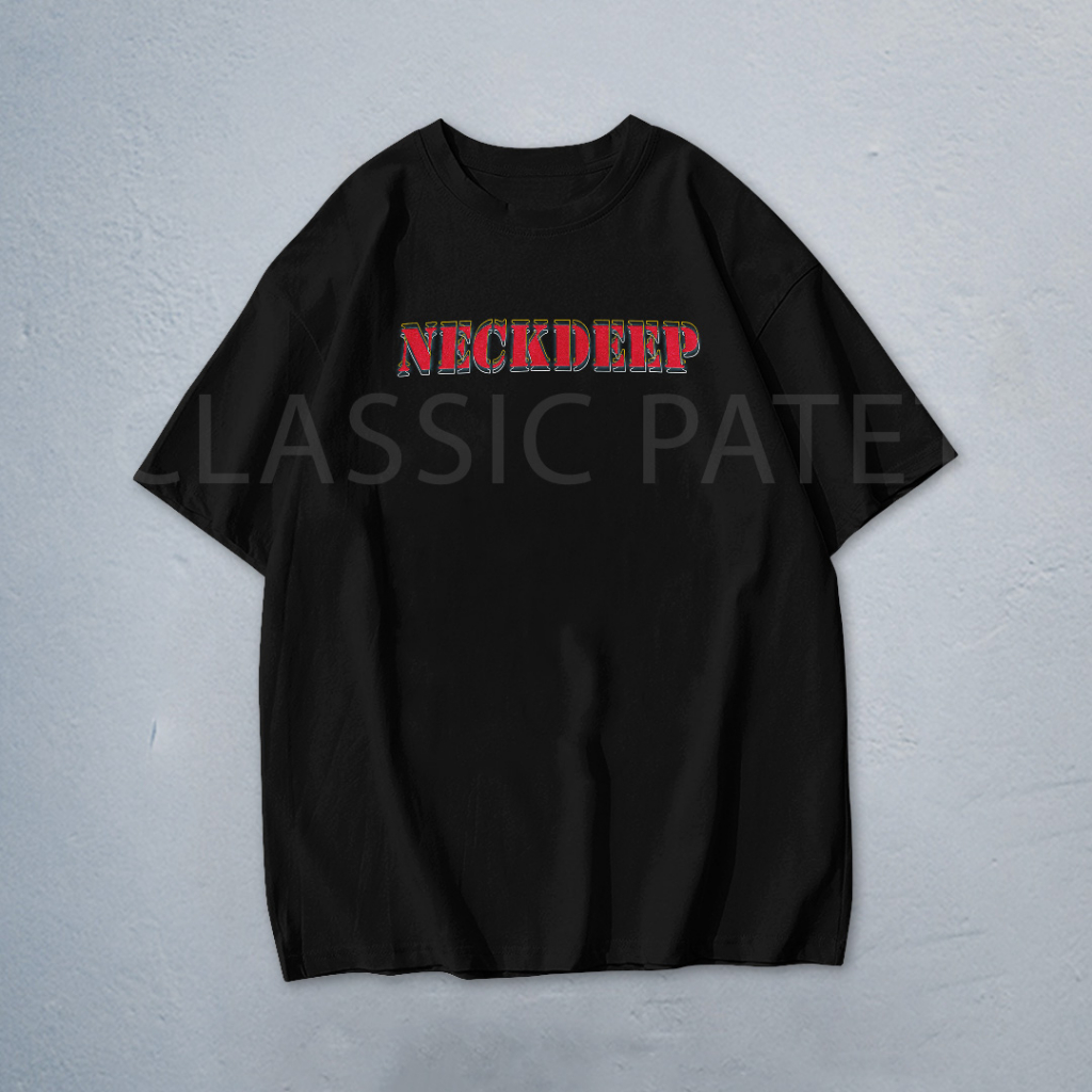 Kaos Oversize Band Pria Hitam Neckdeep Tshirt Reguler