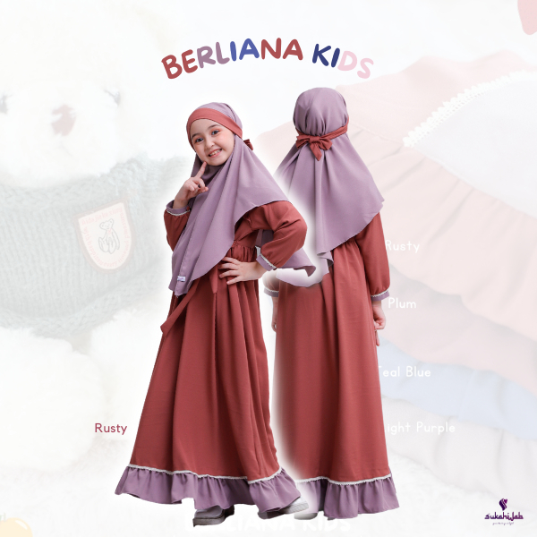 SUKAHIJAB - Berliana Dress Set Gamis Anak Perempuan Usia 2 Tahun 12 Tahun Muslimah Baju Lebaran Rema