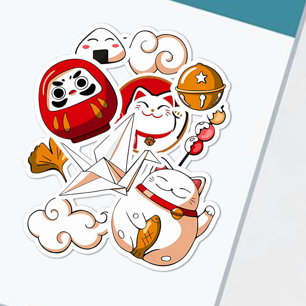 

Sticker Japanese Symbols Aesthetic Stiker Waterproof (10pcs)