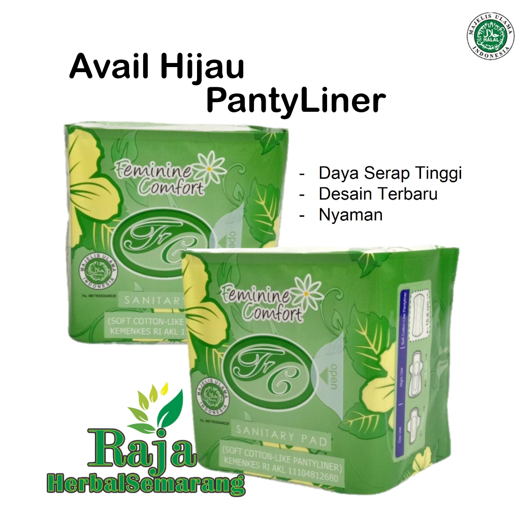 Avail Warna Hijau Pembalut Herbal Pantyliner Pentiliner Pantiliner Panjang 15.5 cm Pembalut Kesehata