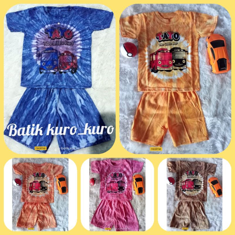 Setelan Anak Kaos Motif Tayo 1-6 Tahun Setelan Anak Cowok Cewek  Bisa COD.