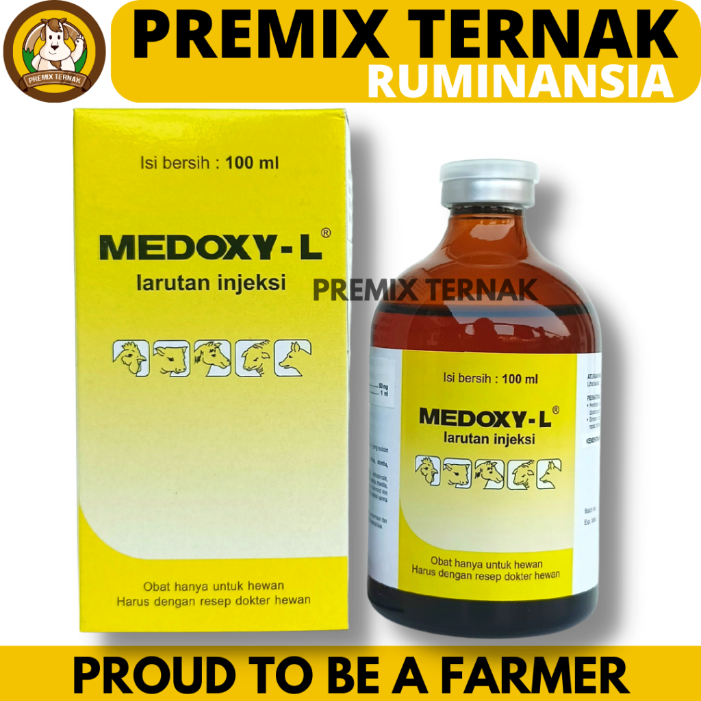 MEDOXY L 100 ml - Obat Injeksi Untuk Ayam Kucing Sapi Domba Kuda Sakit Snot Ngorok CRD Berak Hijau