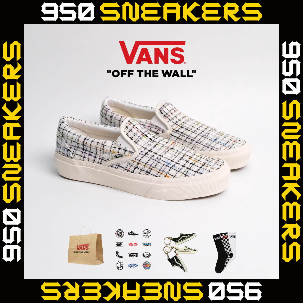 VANS Slip On Classic Woven Plaid Marshmallow White Original