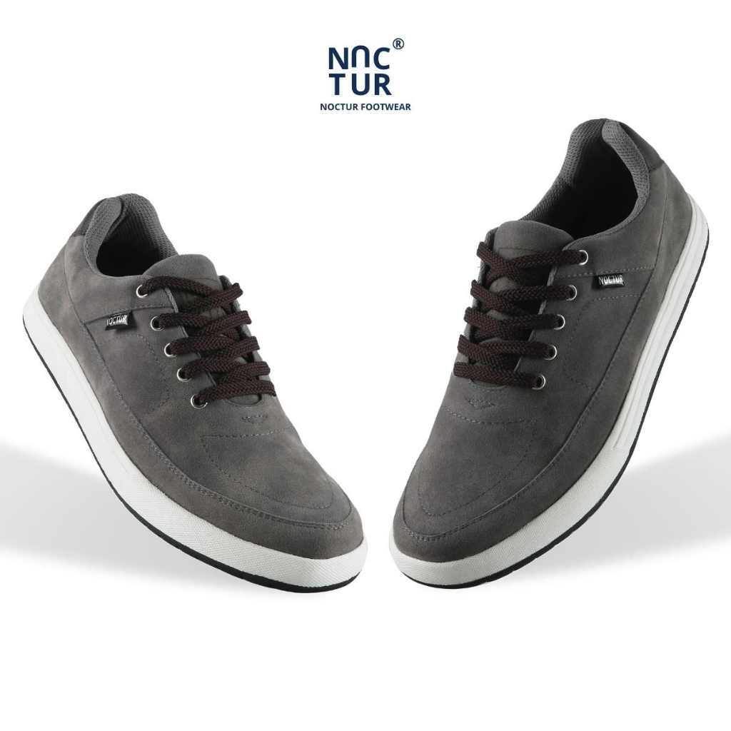 NOCTUR - Sneakers Pria Abu N 105 Bahan Kulit Suede Size 38 - 44