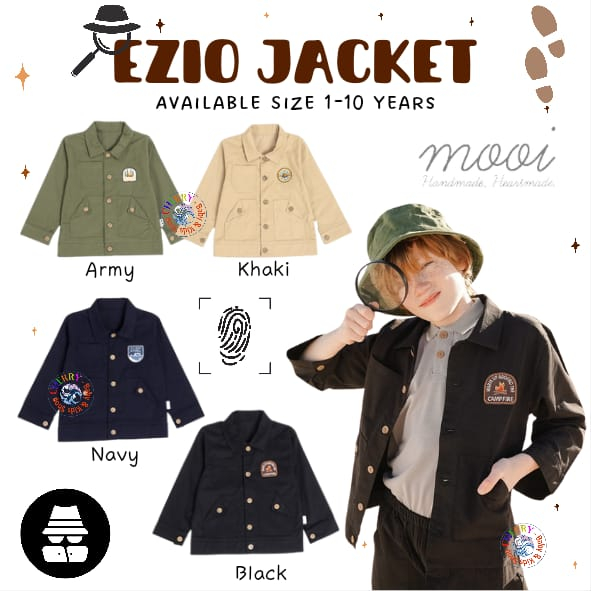 Mooi Ezio Jaket 1-10 Tahun Jaket Parka Bordir Akio / Ezio Fisher Jacket Anak Unisex CBKS