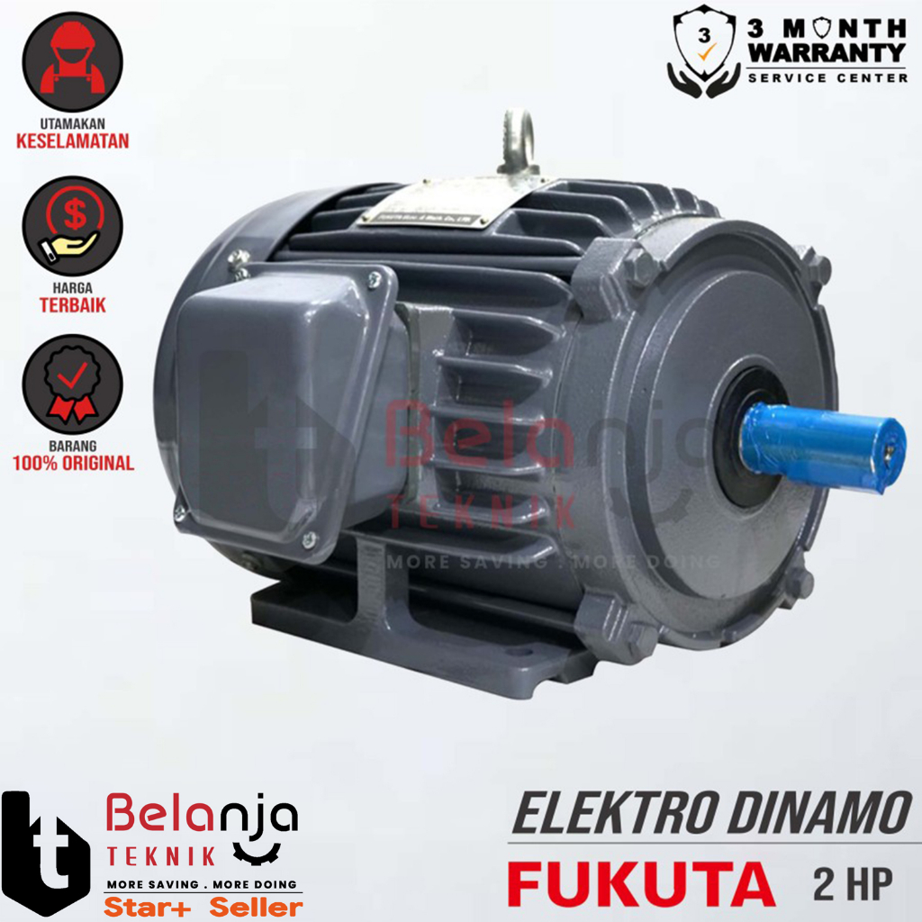 Fukuta Mesin Dinamo Electro Motor 2 HP 3 Phase 4 Pole