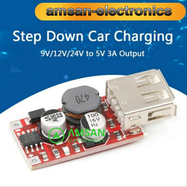 Step-Down 5V 3A USB Car Charger 5-36VDC Berkualitas