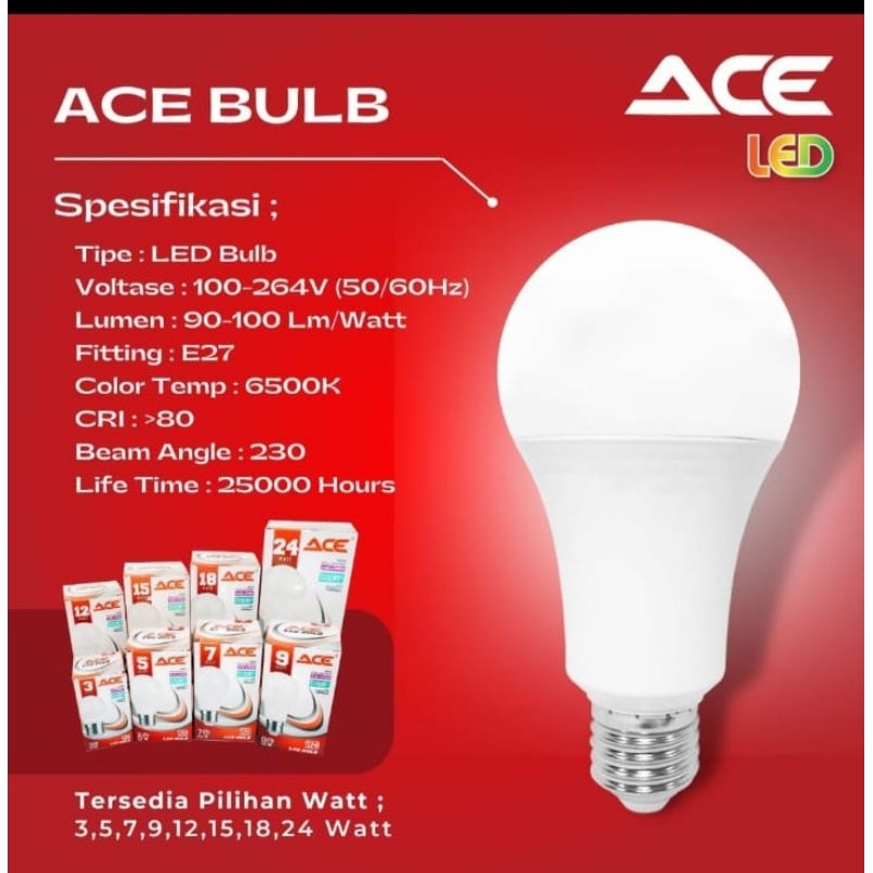 BOLA LAMPU LED BULB ACE