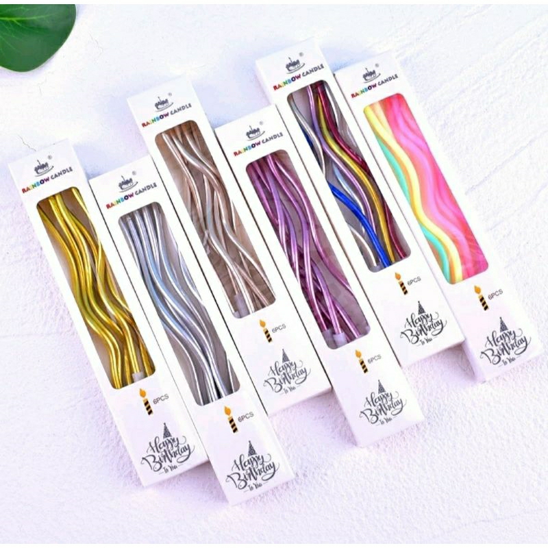 Lilin spiral panjang lilin ulang tahun lilin wavy premium lilin ulang tahun KOREA