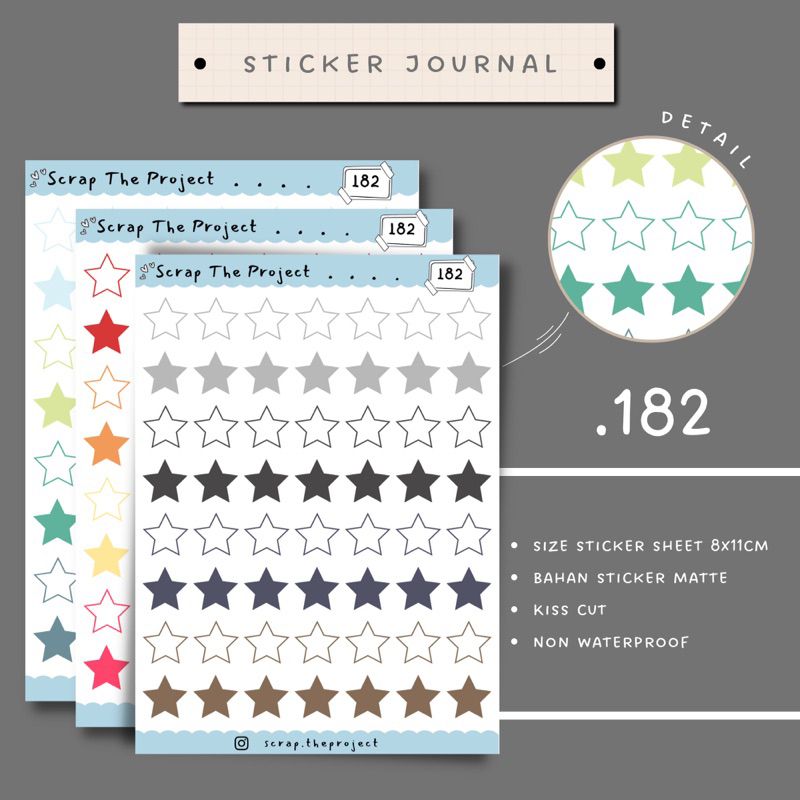 

STICKER PLANNER JOURNAL / STAR COLOR NOTES STICKER / STP -182